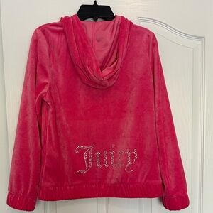 Juicy Couture Girls Velour Hoodie in Vibrant Pink Size L